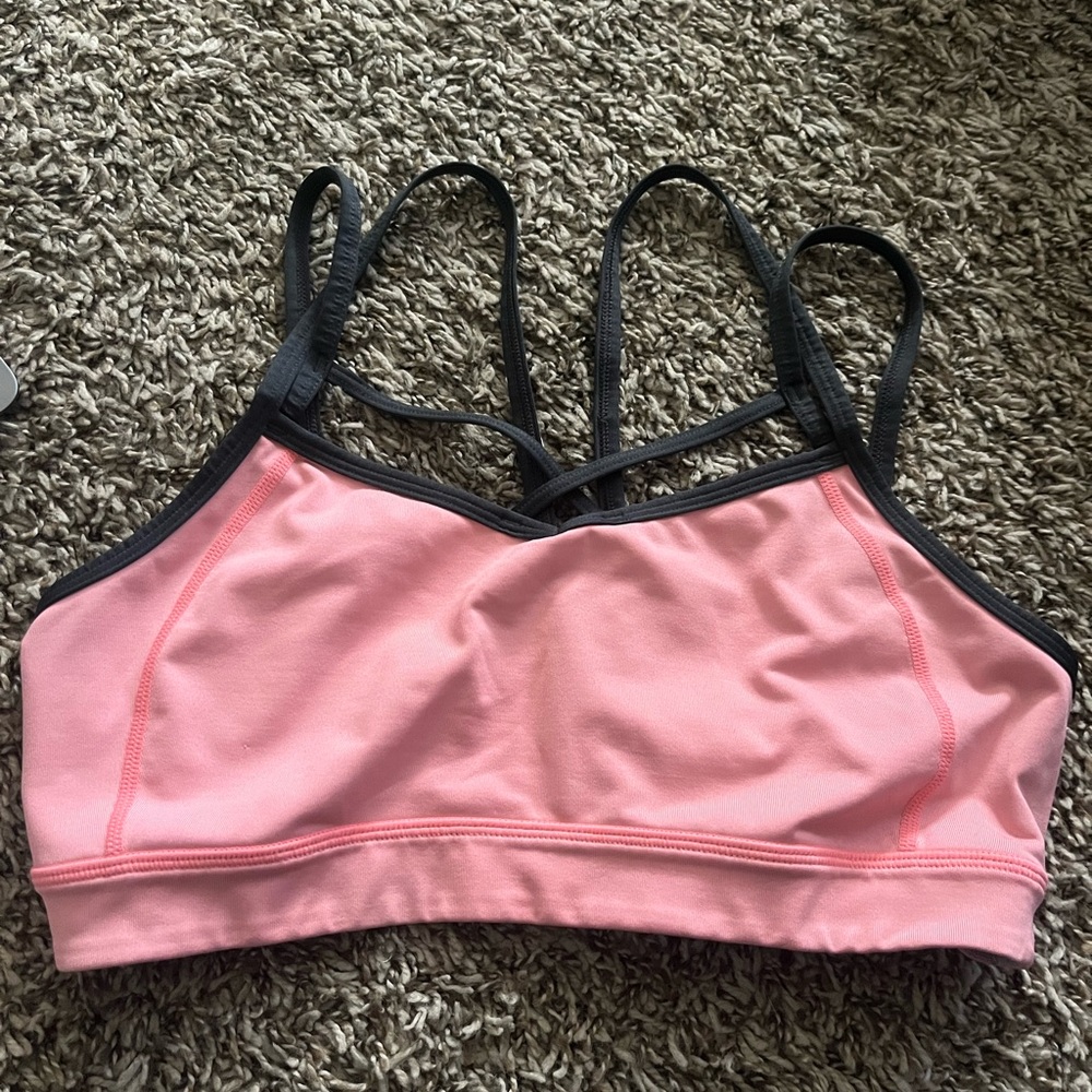 pink strappy sports bra